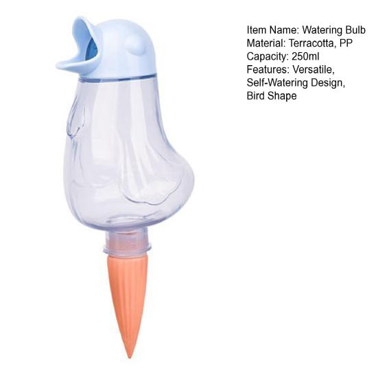 Bird Self Watering Spikes Clear Bird Bulb with Terracotta Spike Automatic Watering Spikes Plant Watering Device for Houseplants Outdoor Potted Plants