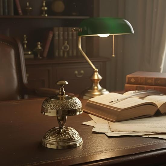 Латунный настольный звонок Ручной работы Звонок для вызова Антикварный стиль Офисный прилавочный звонок Домашний декор