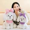 Bow Teddy Tie Dog Plush Toy Cartoon Stuffed Animal Doll Kids Birthday Gifts