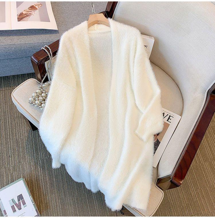 Long 2025 Cardigan Jacket New Autumn Winter Fluff Loose Slimming Mink Thickened Sweater