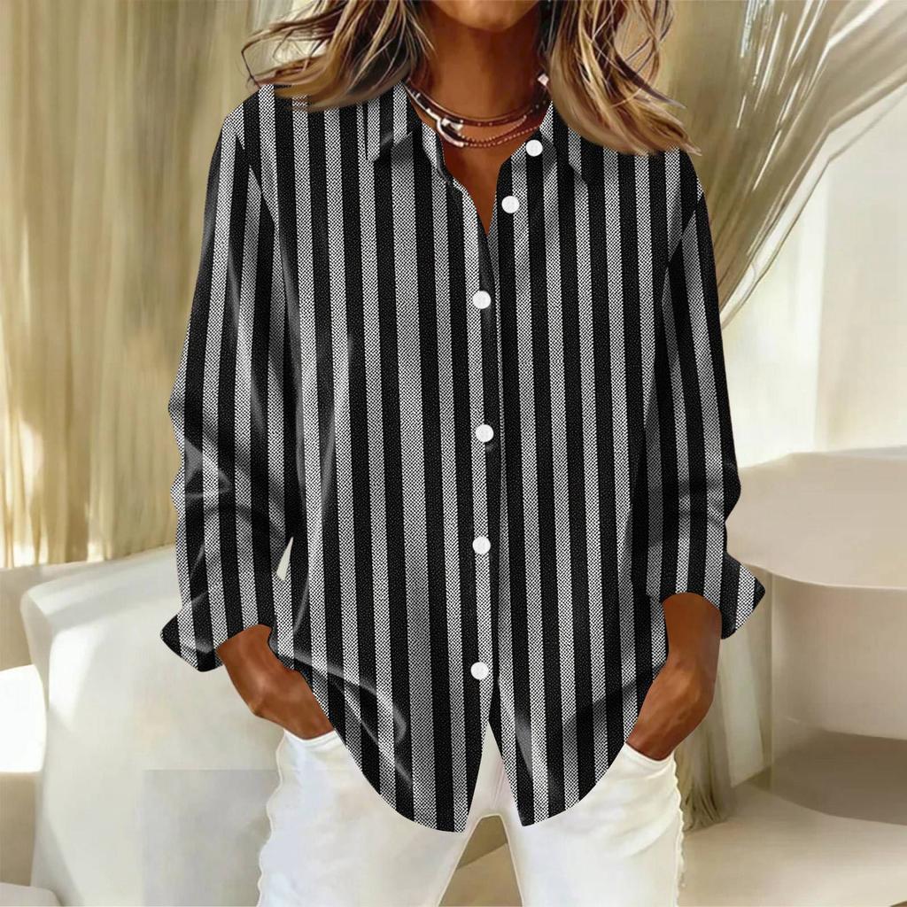 Damenhemd mit floralen Knöpfen, Langarm-Freizeit-Regular-Hemd Blusen Freizeit Übergröße Basic-Tops