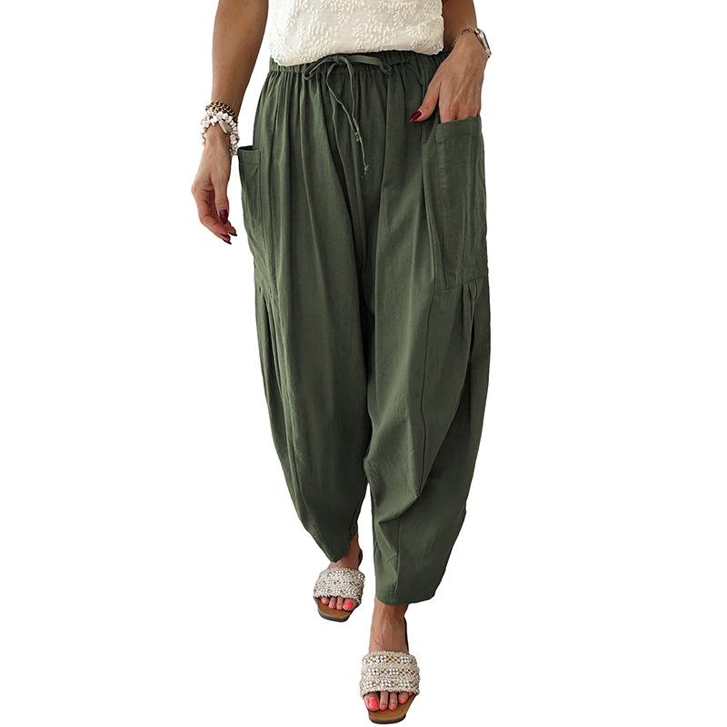 

Women s Winter Multi-pocket Solid Color Lantern Pants - European & American Fashion Medium