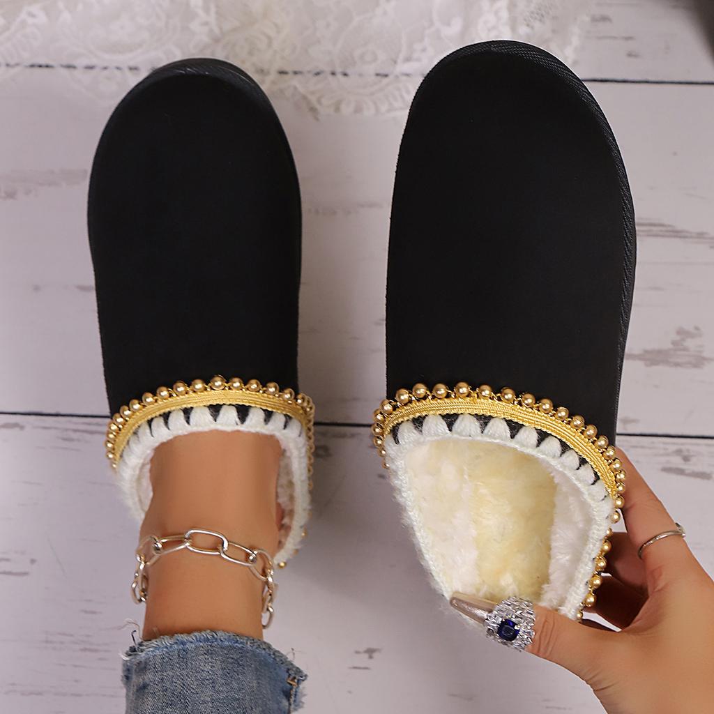 Fashion Platform Fluffy Slippers Women House Flats Fashion Plush Women Shoes Winter Designer Shoes Ladies Large Size Home Slides Women