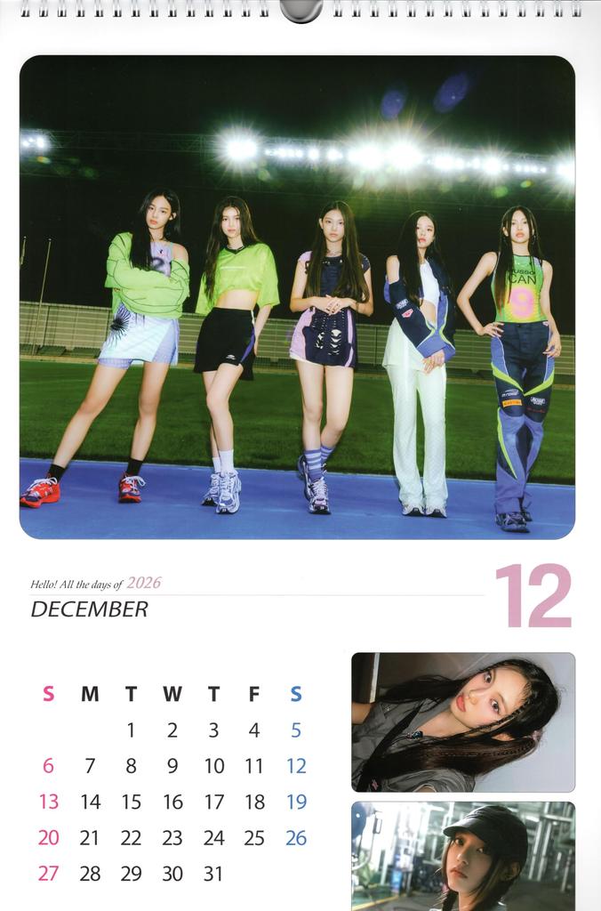 NJZ Hani Merchandise Large Wall Calendar 2026 Sticker Set Minzy, Daniel, Hyelin, (Reiwa 8) + K-POP