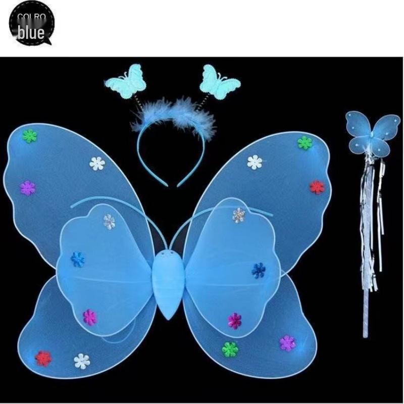 Girls' Luminous Butterfly Wings & Light-Up Fairy Wand Dress-Up Set