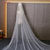 Pearls Wedding Veils with Comb Beaded Wedding Accessories 3M Cathedral Wedding Veil Luxury Elegant