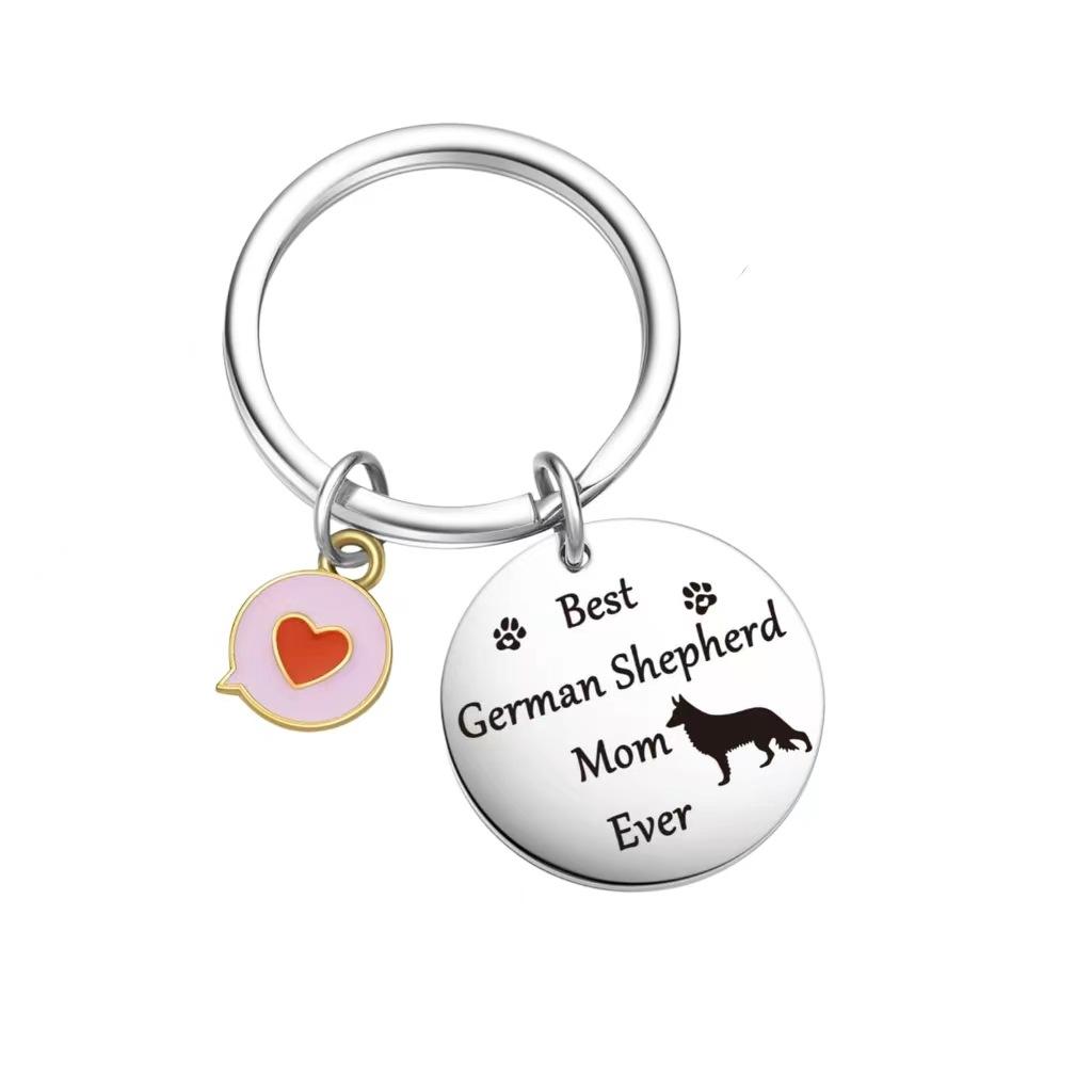 Мама Собака Брелок из нержавеющей стали Дизайн Овчарка Такса Модный Кулон для любителя питомцев Практичный Семейный Подарок