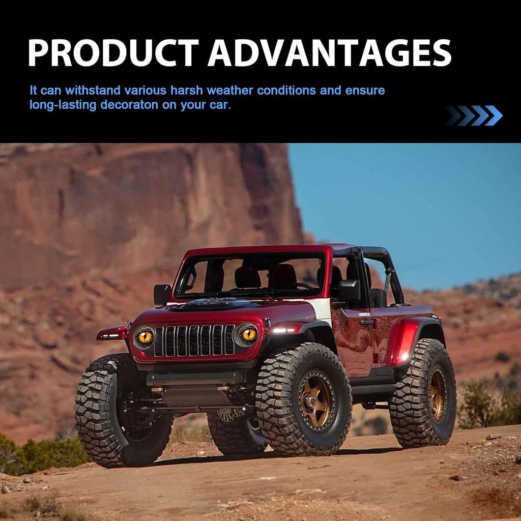 2 PCS Car Beast Eyes Decals, 3D Stereo Beast Eyes Stickers, Water-Proof Round Light Decal, Cool Beast Eyes Light Decoration Stickers, Suitable For