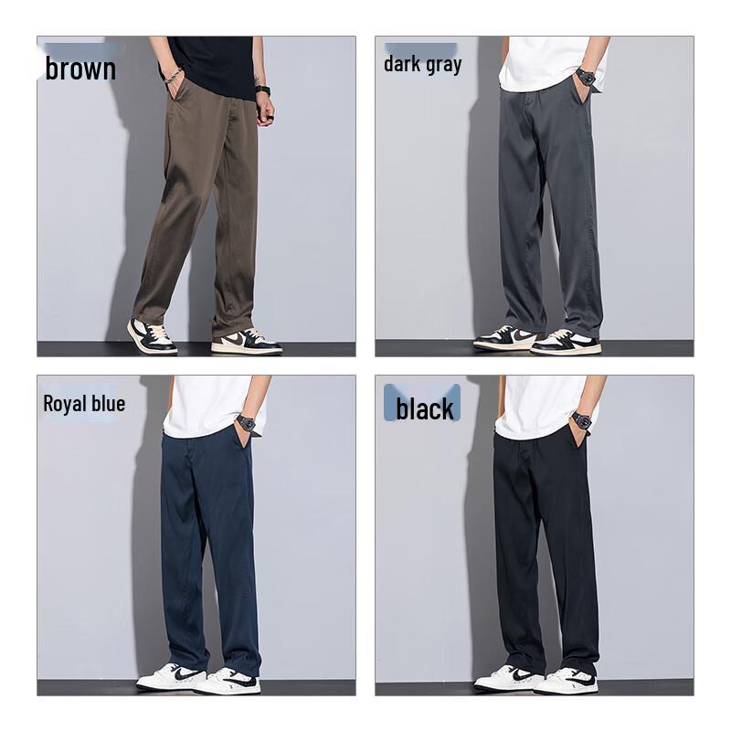 ROMON Men's Tencel Lyocell Ice-Feel Casual Straight-Leg Pants