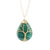 Natural Crystal Water Drop Necklace Pendant Female Leaf Diy Tree Of Life Alloy Woven Jewelry Accessories N749