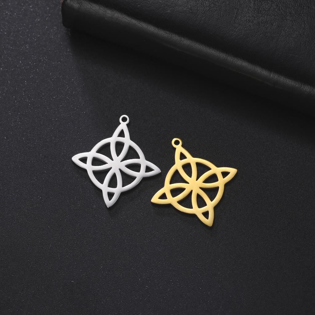 Teamer 5pcs Witch Knot Charm Vintage Knot Amulet Stainless Steel Charms for Bracelet Jewelry Making Accessories Wholesale