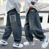 Jean molletonné pour garçon: Pantalon décontracté ample style coréen pour printemps/automne pour enfants de taille moyenne et grande 2025.