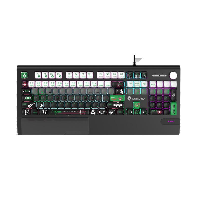 Langtu K1000MOA Mechanical Gaming Keyboard - Wired 104-Key Blue Switch, PBT Keys, for Esports & Office.