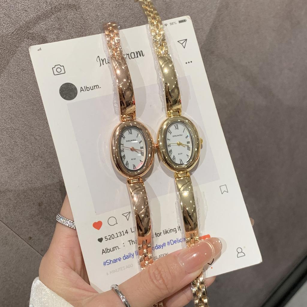 Leichter Luxus Nische Ovales Goldarmband Armbanduhr Damenmodell
