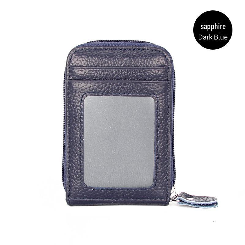 Soporte para tarjetas RFID antirrobo de piel de vaca coreano con ventana transparente y múltiples ranuras