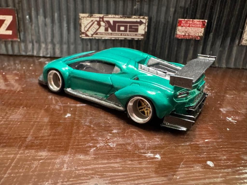 Metallic green Lamborghini Temerario minicar