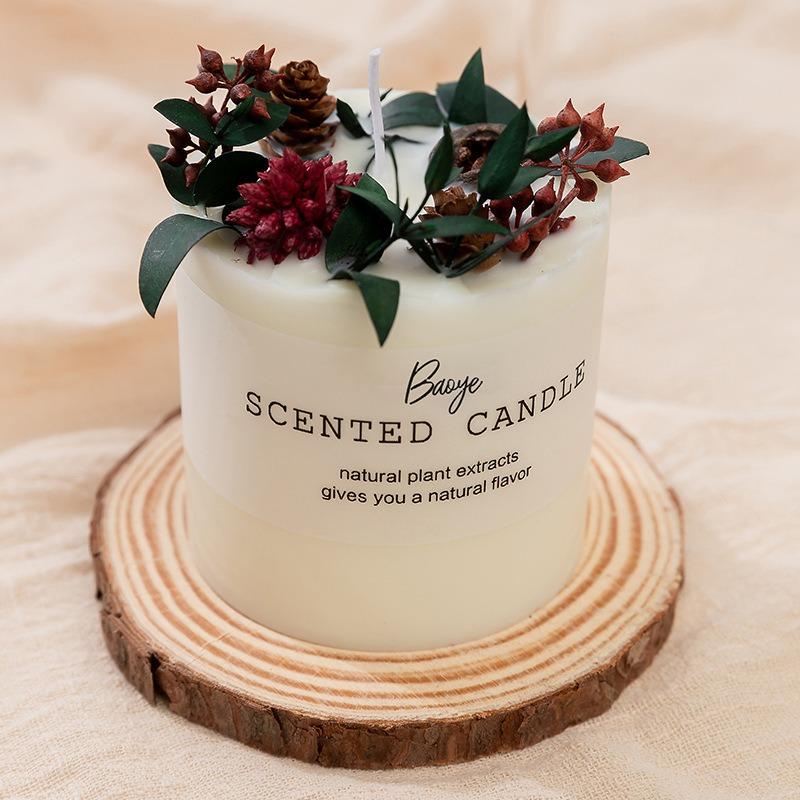 Household Soybean Wax Christmas Birthday Gift with Hand Gift Wedding Box Dry Flower Fragrance Fragrant Candle Wax Candle Wholesale Fragrance