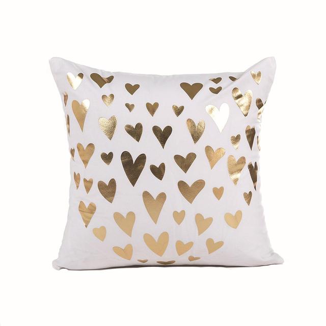 Golden Love Leaves Bronzing Cushion Decorative Pillow Black And White Velvet Pillowcase Home Decor Sofa Throw Pillows 17*17Inch