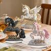 Rhinestones Flying Horse Ornament 2D Flat Acrylic Decorative Figurine Home Office Car Carving Animal Table Decoration