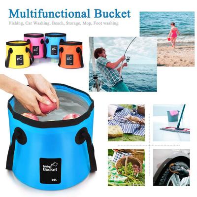 12/20L Outdoor Camping Foldable Bucket with Portable Handle Waterproof Multifunctional Car Washing Fishing Collapsible Water Storage Pail