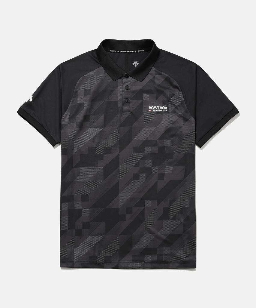 DESCENTE Swiss Triathlon Graphic Polo Short Sleeve T-Shirt Black Sr221Ips55 (B Type)