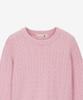 BASIC HOUSE Women'S Cable Round Neck Crop Knit Pink Lykt7201