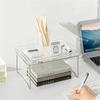 Foldable Transparent Double Desktop Acrylic Shelf Cup Rack Kitchen Bathroom Cosmetic Sundry Shelf