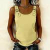 Women Casual Loose Fit Tank Top Adjustable Strap Buckle Detail Sleeveless Summer Shirt Soft Fabric Comfortable Fit