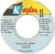 

7inch Record AFRICAN War And Crime NONE Kingston 11 1994 Jamaica Reggae Ska Dub Used