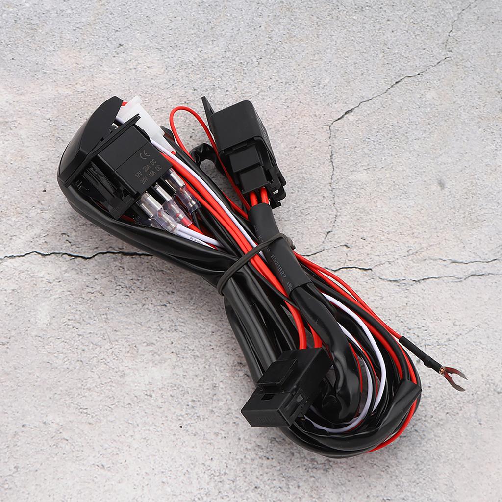 Universal Wiring Harness Kit with LED Working Lamp for 1224V Cars Foglight Light Bar