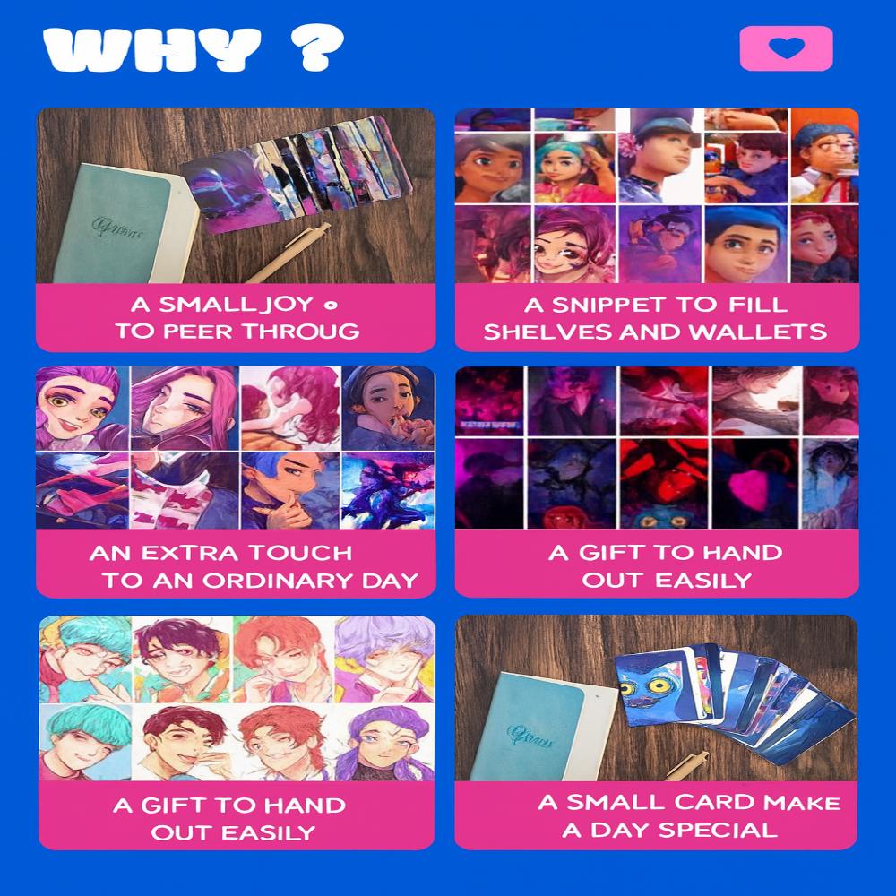 K-POP Łowcy Demonów Najlepsza Kolekcja Photocards: HUNTRIX, LION BOYZ, & DERPY (PO ZESTAW 50 SZTUK)