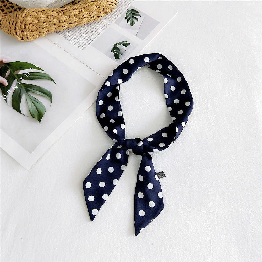 New Polka Dot Small Scarves Women'S Spring Styles Fashionable And Versatile Autumn And Winter Long Bags Wrist Scarves Decoration