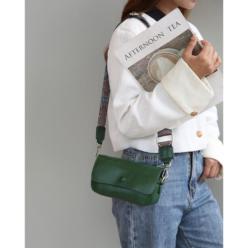 The First Layer Cowhide Small Bag for Women In Summer New Niche Retro Leather Shoulder Bag Temperament Versatile Crossbody Bag