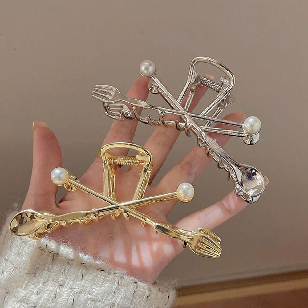 

Форма вилки крест жемчужный волос когти женские аксессуары для волос металлическая заколка для волос корейский стиль головной убор