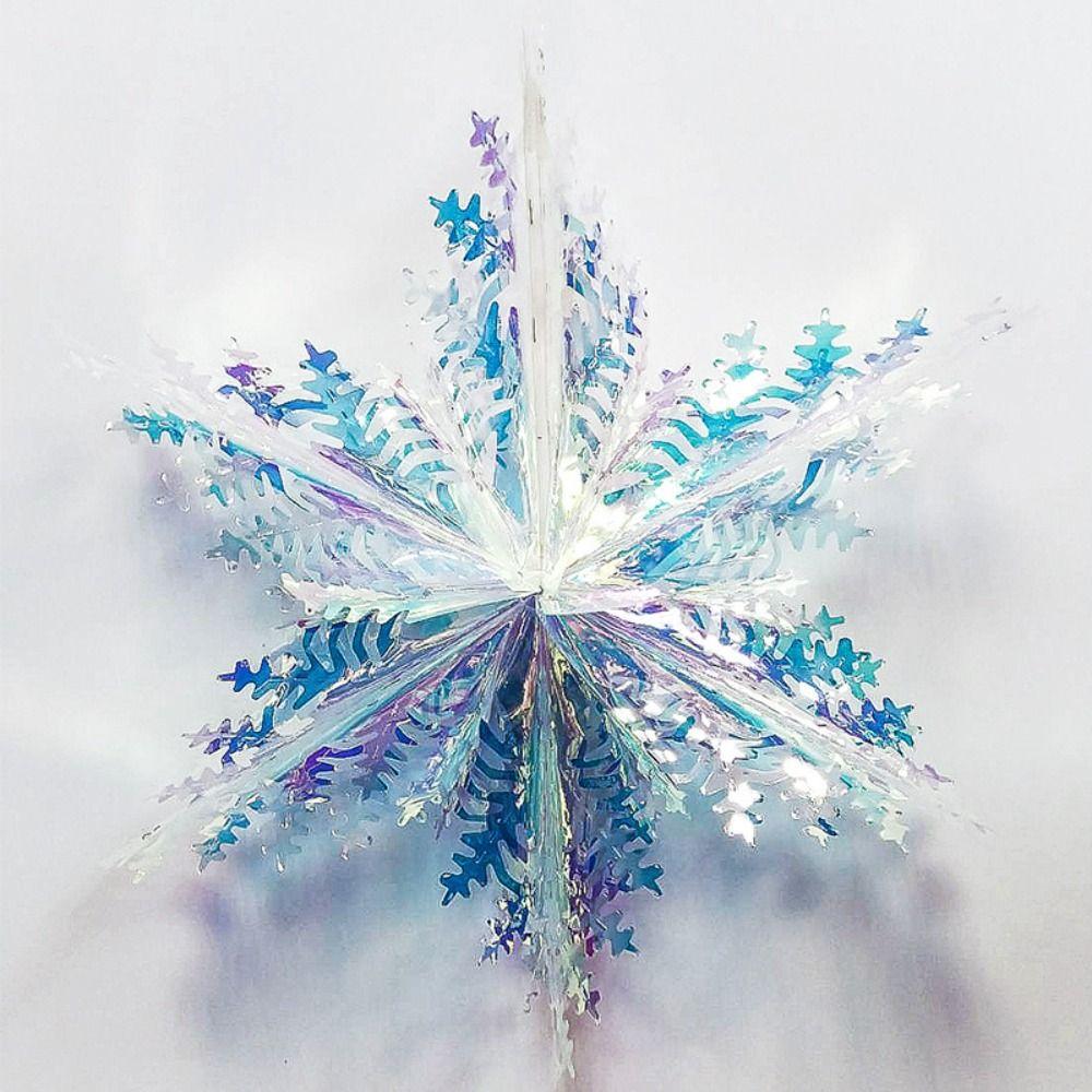 2PCS Large Foil Ceiling Garlands Decorative Honeycomb Snowflake Iridescent Snowflake  Party