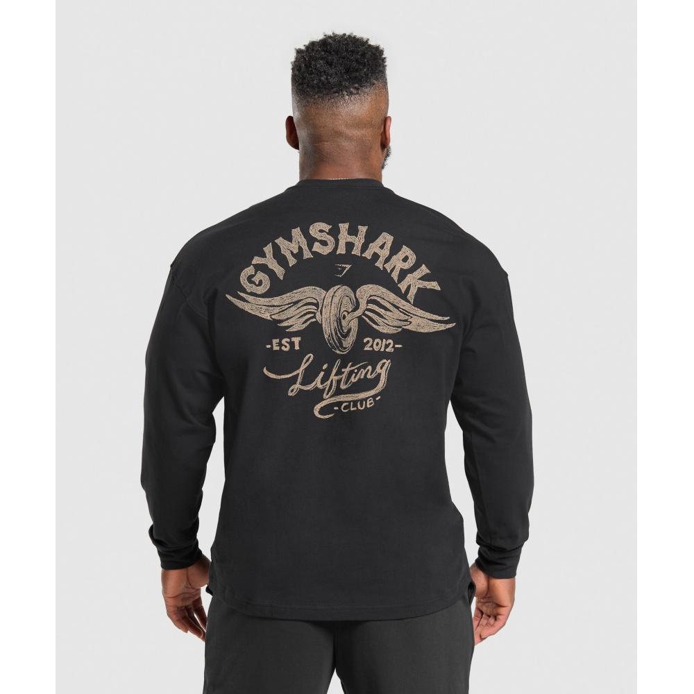 

Gymshark Футболка Flying WeighTs с длинным рукавом, черная A2b8r Bb2j XS