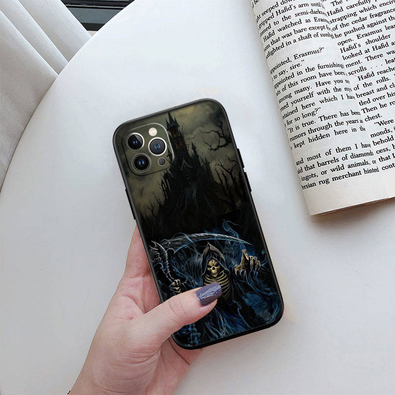 JO60 Grim Reaper Skull Phone Case for Samsung A35 A25 A24 A15 A05S A05 M55 M35 M15 A06 A16 A02 A12 A13 A10 A20 A30 A22 A31 A32 A33 A41 A42 A50