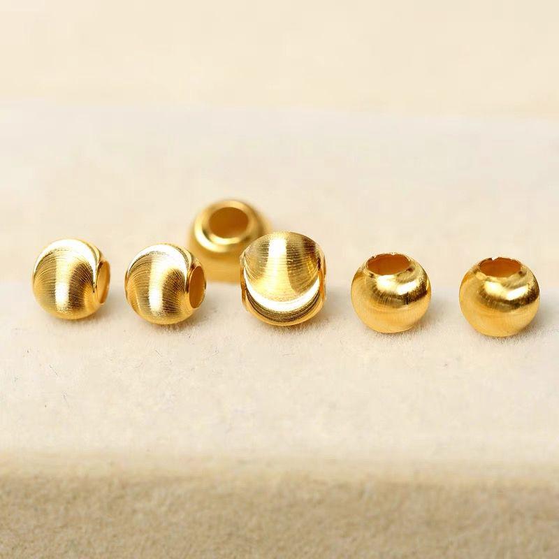 

S925 Sterling Silver Gold-Plated Cat Eye Transfer Beads DIY Bracelet Wrist String Large Hole Gold Light Bead Scattered Beads Semi-Finished Accessories Silver gold plated cat eyes 5mm hole 2mm