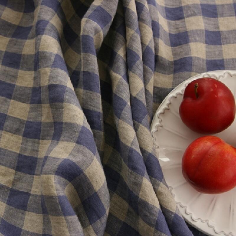 Apple Check Linen 2-Person Tablecloth/Tablecloth 100x130