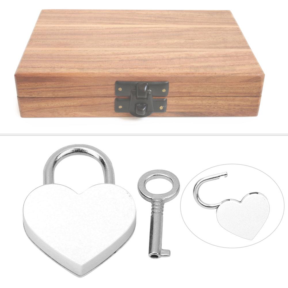 2 Sets Heart Lock Metal Colorful Exquisite Padlock Household Craft Supplies with Keys 30x39mm