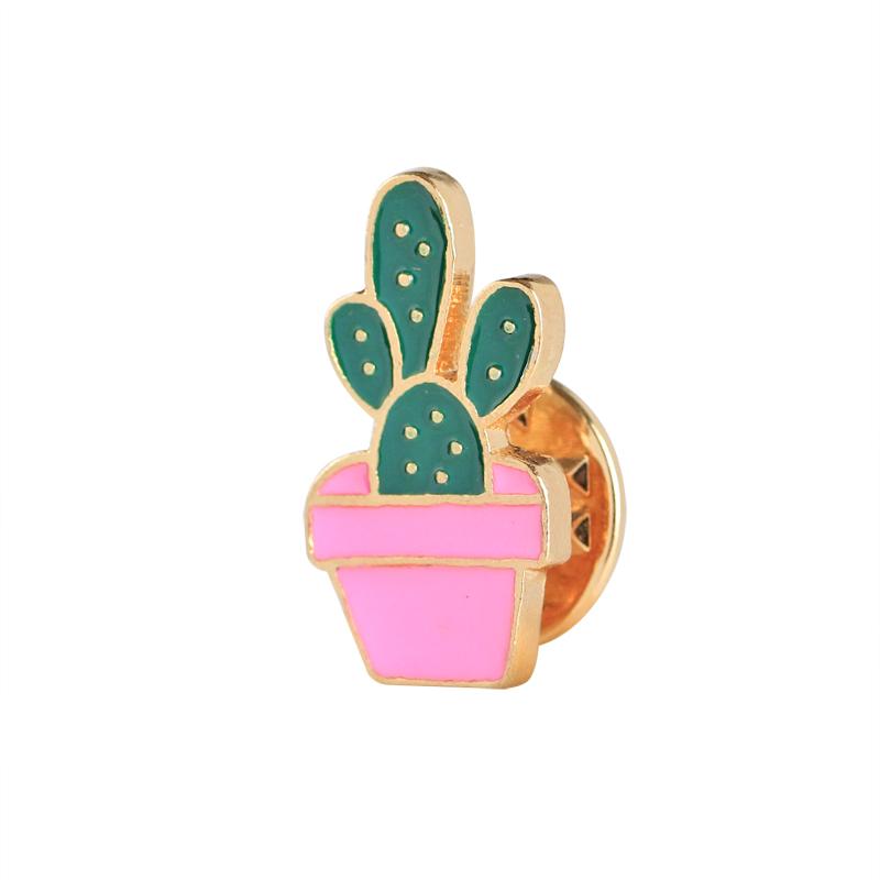19 Styles Summer Cup Potted Design Enamel Brooches Mini Cactus Potted Plant Shaped Pins Women Girls Gardening Backpack Badge