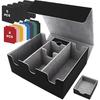 Card Storage Box for Trading Cards, Holds 5 MTG Deck Card Boxes or 2200+ Cards, Leather Magnetic Closure TCG Storage Box for MTG, YuGiOh, Sports