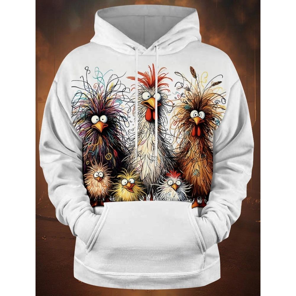 Lustiger Tier Hühner Print Unisex Hoodies Herbstmode Street Herren Sweatshirts Lässig Locker Herren Bekleidung Oberteile Hoodies