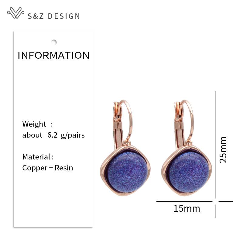 Mode Runde Bunte Harz Tropfen Ohrringe Für Frauen Edlen Schmuck Rose Gold Farbe Eardrop Täglichen Zubehör