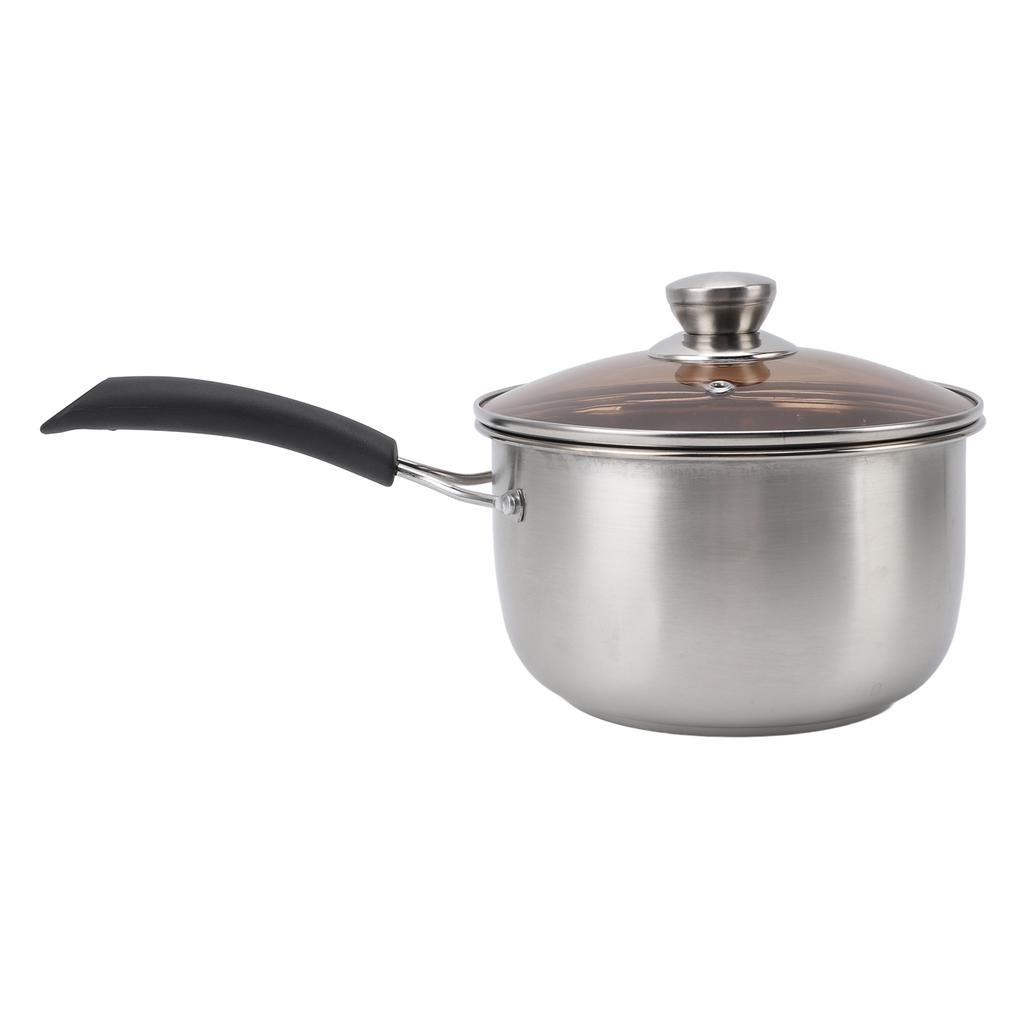 Milk Pot for Stove Top Stainless Steel with Lid Single Handle Saucepan Household Kitchen Utensils
