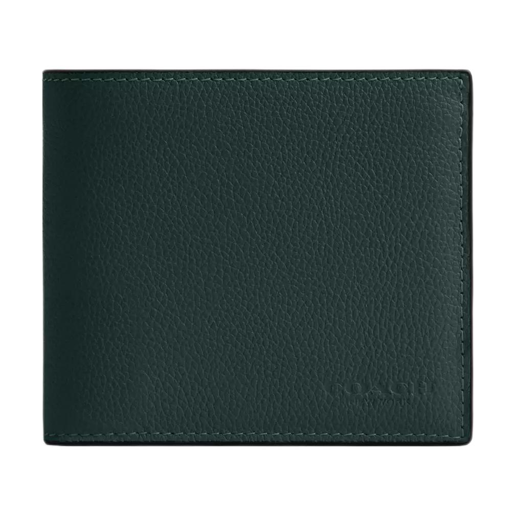 Coach Logo Print Smooth Calfskin Mini Wallet Men wallet Dark-Green CR378-CEH Dark Green