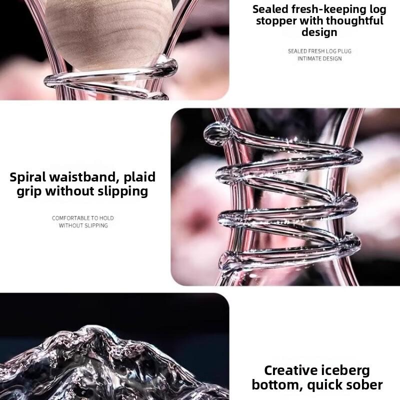 1800ML Red Wine Decanter Crystal Glass Quick Waterfall Dispenser for Reds/Whiskey Iceberg Design Home Use Kettle Bar Accessories