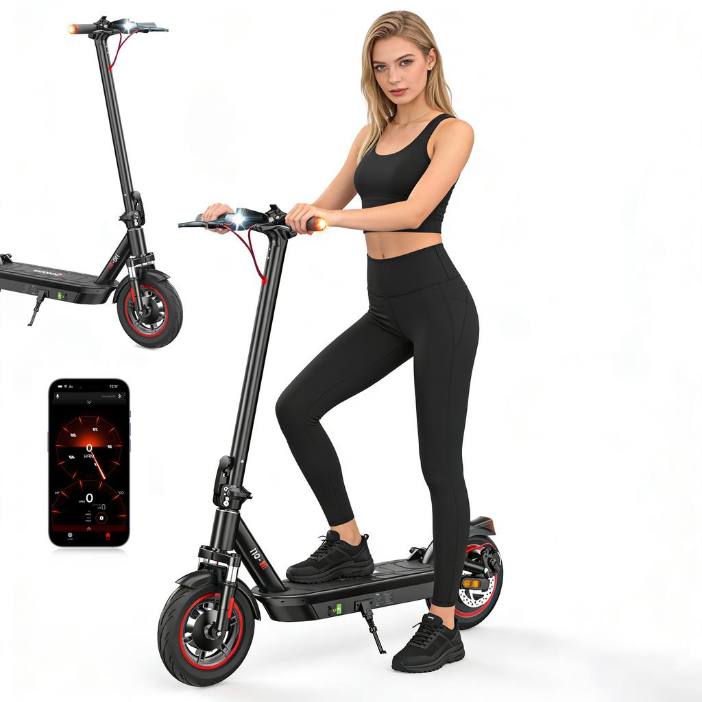 Elektroroller i10-DZ iScooter 650W 15AH 40-45KM Reichweite 10 Zoll Luftreifen Straßenreifen Faltbar APP-Steuerung für Erwachsene E-Scooter