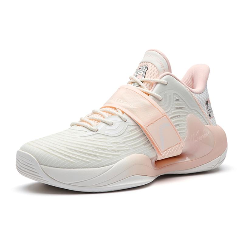 Anta Water Flower 4 Slip-Resistant Cushioning Wear-Resistant Low-Top Basketball Shoes White Pink Sneakers 112231109-4