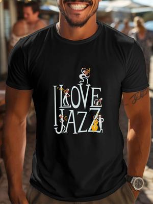 I Enjoy Jazz MusicShort Sleeve TShirts for Unisex Prints for Spring and Summer Casual Loose Pure Cotton Vintage Classics Shirts